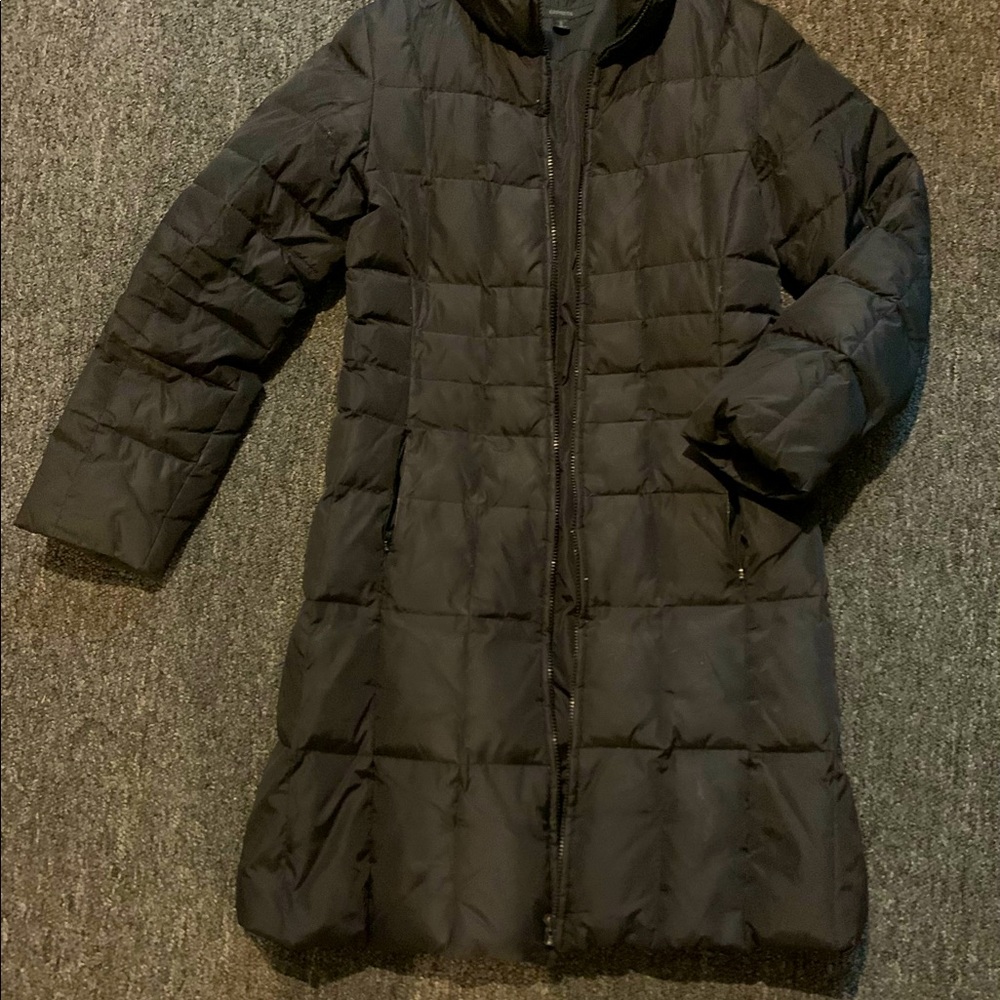 Woman’s long zip up down coat from Express size S